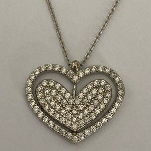 💗 Reversible spinning 925 silver heart necklace